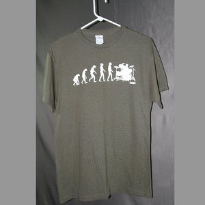 Music Drums T-Shirt, Men's Medium Delta Drums Green Evolution Tee Shirt